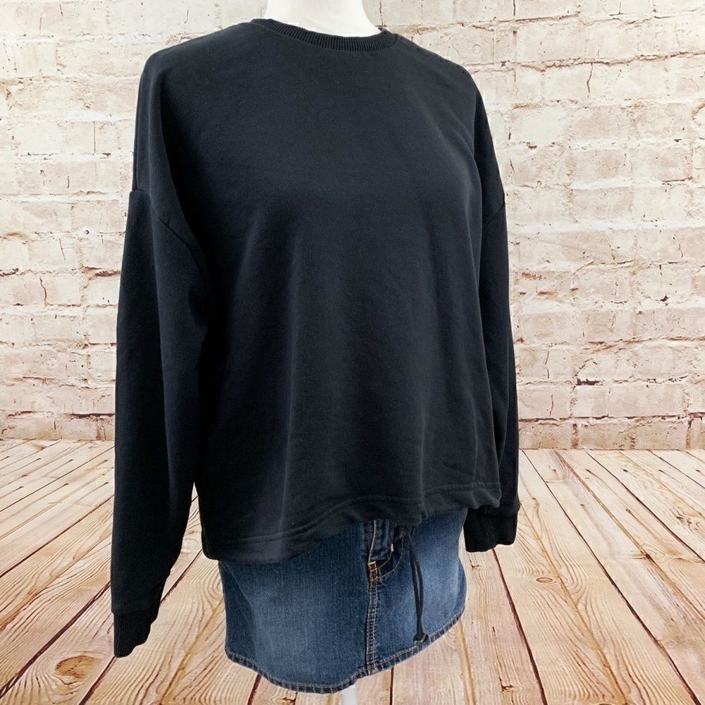 Zara pull cord oversized boxy crew sweatshirt